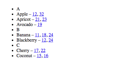 Exemple of a generated book index